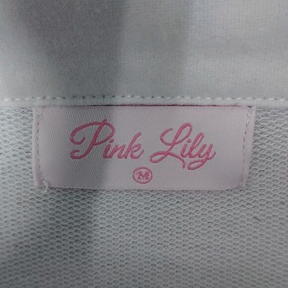 Pink Lily Light Blue Pull Over Sweatshirt Jacket with Zipper Collar - Picture 2 of 10